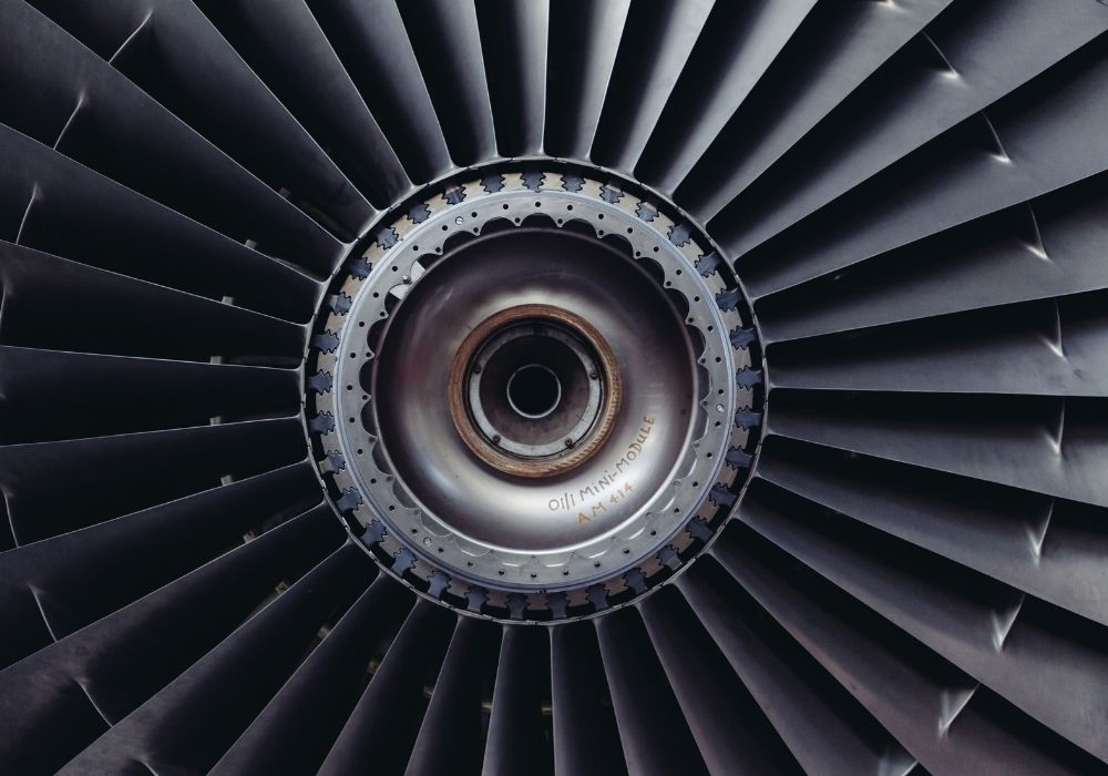 Close up of aircraft turbine